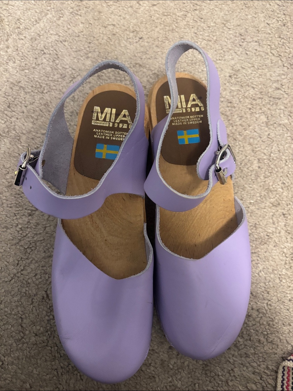 MIA Lavender Purple Leather Slingback Clogs